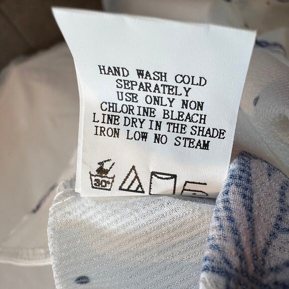 White Butterfly Crochet Sleeve Blouse XL – Boho Sheer Print Top - Picture 5 of 6